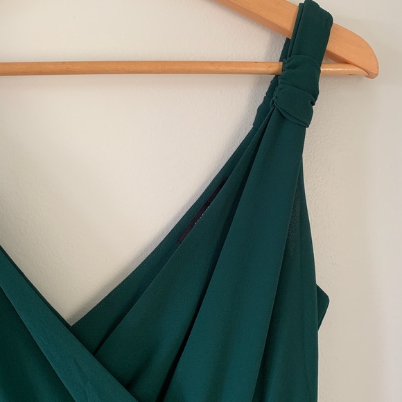 COPY - Emerald Green V-Neck Chiffon Dress Forever 21 - Picture 2 of 2